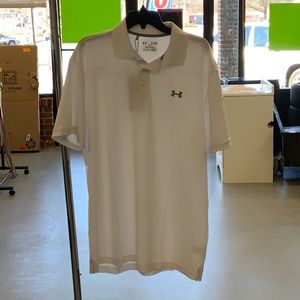 Mens xl under armour loose fit heat gear white polo